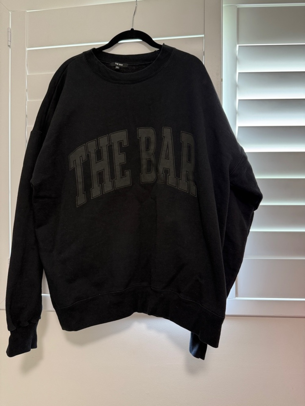 The Bar Black Crewneck Sweatshirt with Subtle Logo